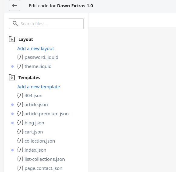 Shopify Theme Code Editor files