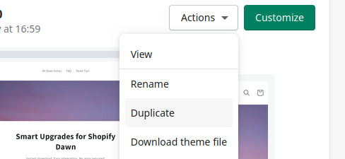 Duplicate a theme in Shopify